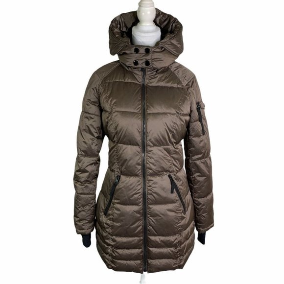 New HALITECH Down Filled Quilted Taupe Hooded Jacket XXL - Picture 4 of 15